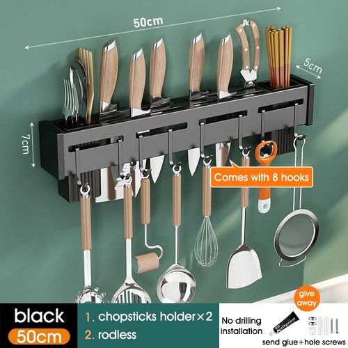 Kitchen Wall Mounted Storage Shelf, Stainless Steel Chopsticks Spoon Drain Rack