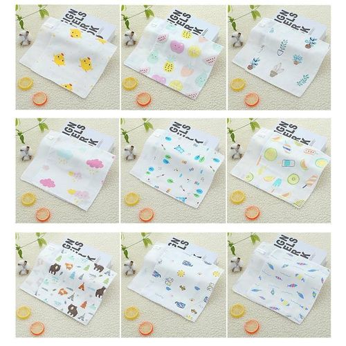 2-layer gauze towel baby towel cute patterned handkerchief 25 * 25cm