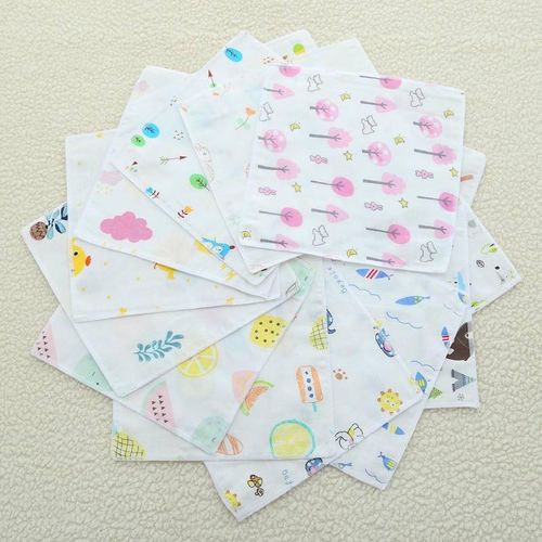 2-layer gauze towel baby towel cute patterned handkerchief 25 * 25cm