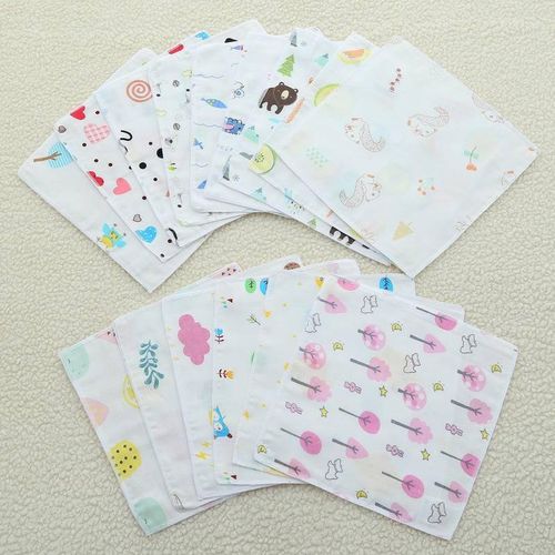 2-layer gauze towel baby towel cute patterned handkerchief 25 * 25cm