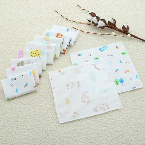 2-layer gauze towel baby towel cute patterned handkerchief 25 * 25cm