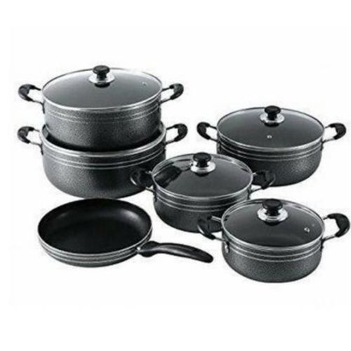 Tornado 11 Piece  Non-stick Saucepans Cookware Dishes Pots- Black.