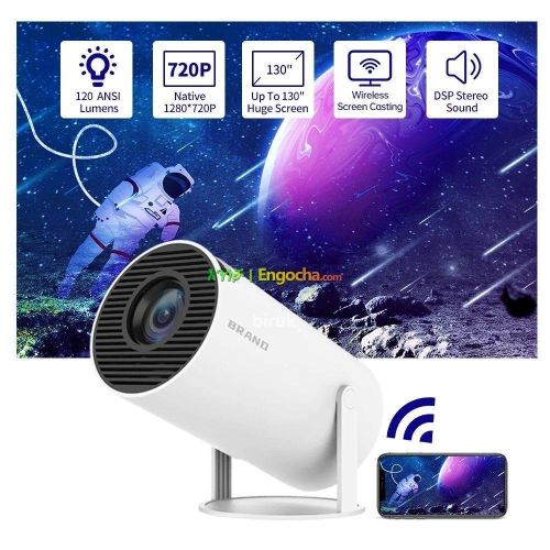 Borrego Smart 2 Full HD Projector Wifi + Android Spotlight Mini HD Projector -White