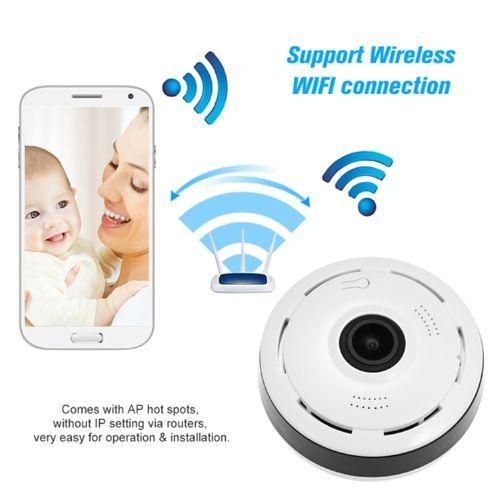 V380 Spy Wifi Fisheye IP Network Camera Hidden 360 Bulb Camera - White