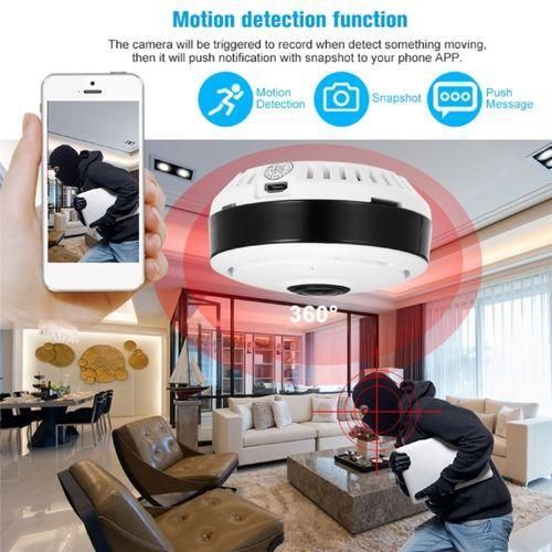 V380 Spy Wifi Fisheye IP Network Camera Hidden 360 Bulb Camera - White