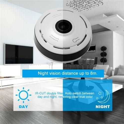 V380 Spy Wifi Fisheye IP Network Camera Hidden 360 Bulb Camera - White