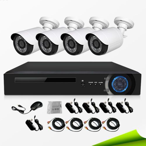 ADH 2MP 4CH 1080P Manual AHD DVR Kit Metal Housing IR Bullet 4 CCTV Camera System Human Detection- Black
