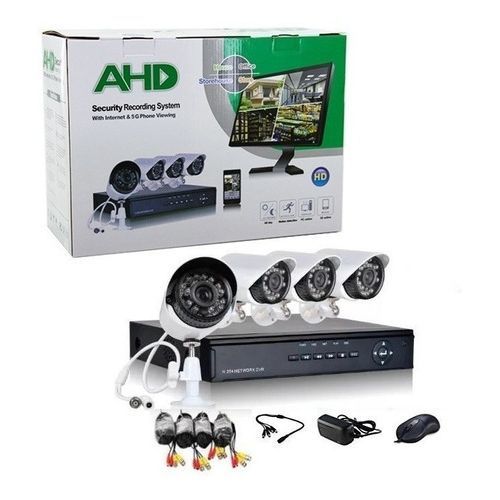 ADH 2MP 4CH 1080P Manual AHD DVR Kit Metal Housing IR Bullet 4 CCTV Camera System Human Detection- Black