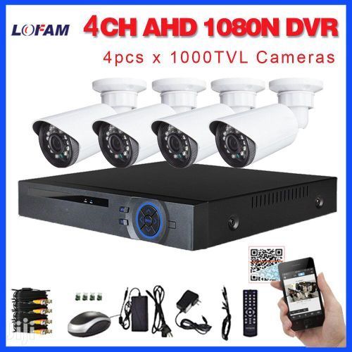 ADH 2MP 4CH 1080P Manual AHD DVR Kit Metal Housing IR Bullet 4 CCTV Camera System Human Detection- Black