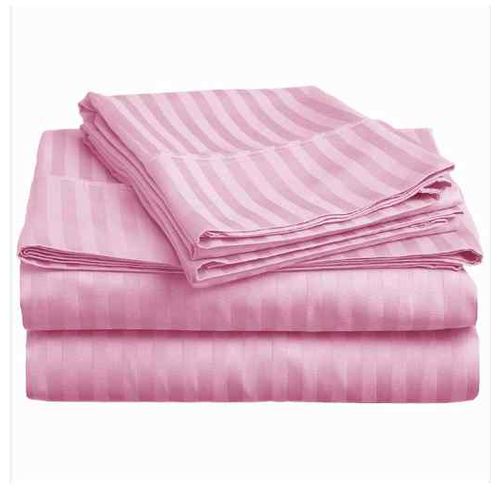 5*6 Strips Double Cotton Bed sheets- Pink