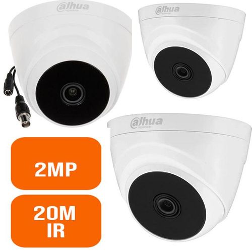 Dahua Wired 2MP 20 Mtrs HD Dome Camera DH-HAC-T1A21P -Black-White