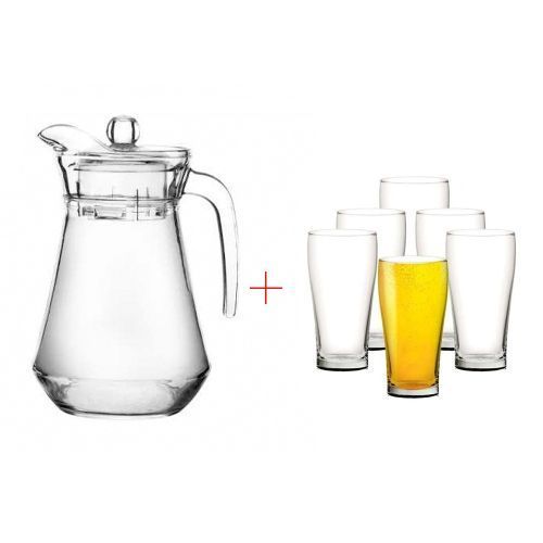 6 Drinking Glasses Plus 1 Fabulous Glass Jug-Transparent