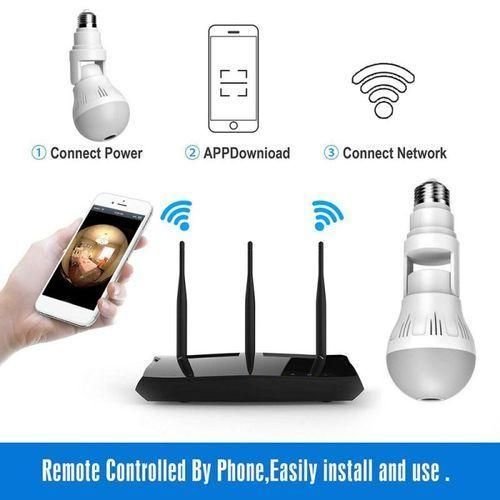 Wifi  Camera Bulb Lamp Wireless 1080P Full HD 360 Degrees - White