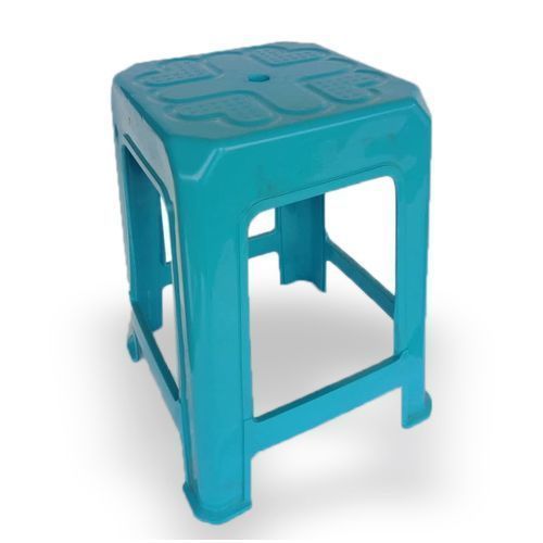 Plastic Square Rigid Comfortable 4Leged Stool-Blue,Brown