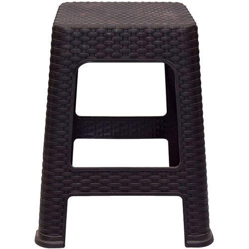 Plastic Square Rigid Comfortable 4Leged Stool-Blue,Brown