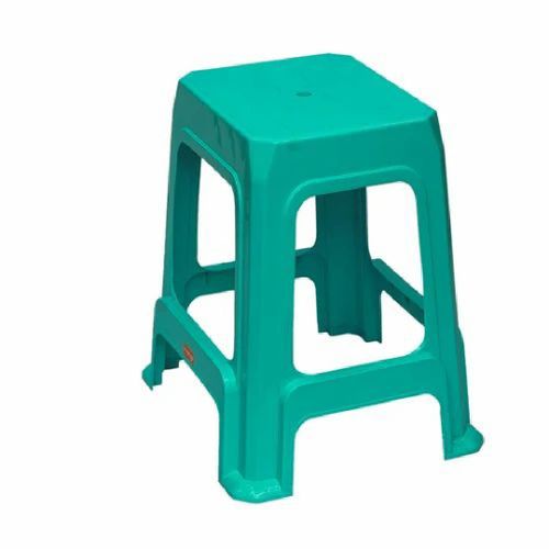 Plastic Square Rigid Comfortable 4Leged Stool-Blue,Brown