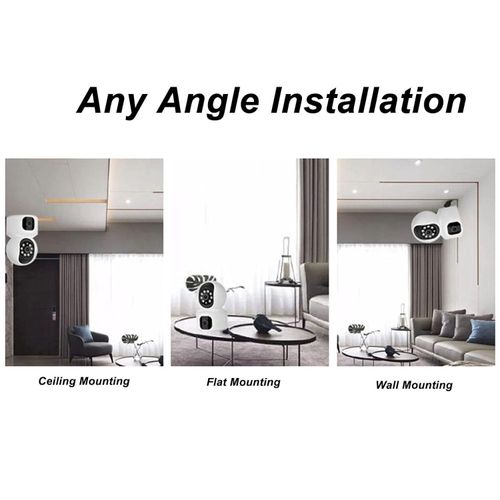 Calus 1080P HD Dual Lens Wireless Network 2.4GHz WiFi Indoor CMonitoring Camera Real Time Alarm 100 to 240V Home Security Cameras with Intelligent APP Remote Control, Ideal For Office Company Baby Pet  -White