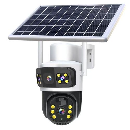 DOCKCASE 4.0MP 4G Sim Card Solar Camera PTZ 360°View Solar Powered Outdoor Security Camera with Dual Lens Night Vision, AI Human Detection, Two Way Audio, IP66 Works with Apps