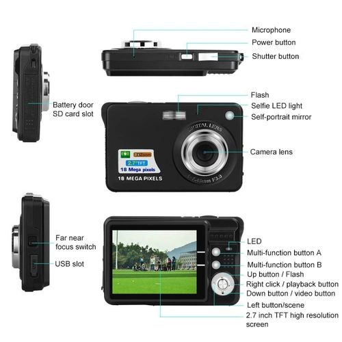 18 Million Pixel Daily Recording Photos Videos Cameras 18 Million Pixel Black