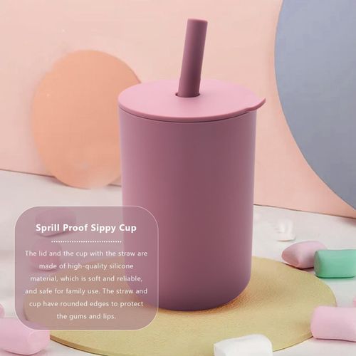 Toddler Cup Kids Silicone Training Cup with Straw Sprill