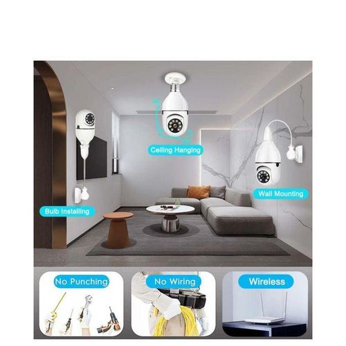 Wireless Video Surveillance Light Bulb Camera Wifi 360° Camera - White