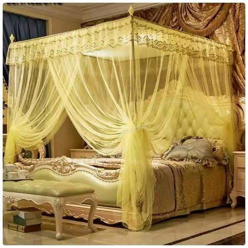 Elegant 6x6 Mosquito Net With 4 Stands Cream