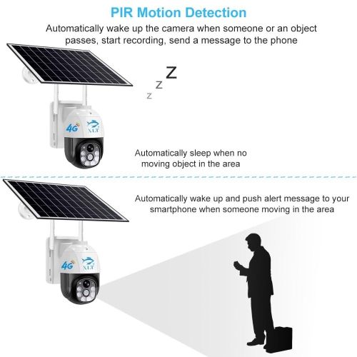 XLT 4G Sim Card Solar Camera PTZ 360° View Wireless Outdoor CCTV, Compatible With Apps