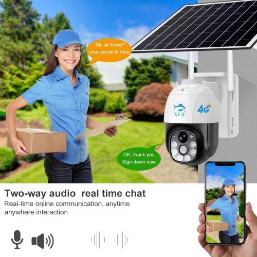 XLT 4G Sim Card Solar Camera PTZ 360° View Wireless Outdoor CCTV, Compatible With Apps