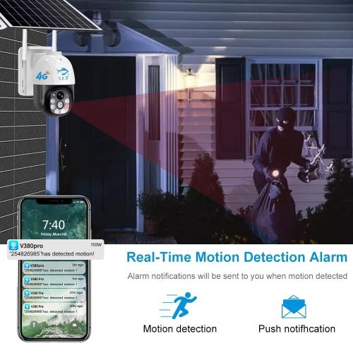 XLT 4G Sim Card Solar Camera PTZ 360° View Wireless Outdoor CCTV, Compatible With Apps