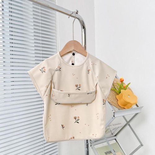 Baby Feeding Bib Sleeveless Pu Reverse Dressing Baby Eating Coat Bib Super Soft Waterproof Baby Rice Pocket Anti-Dirty Feeding Coat