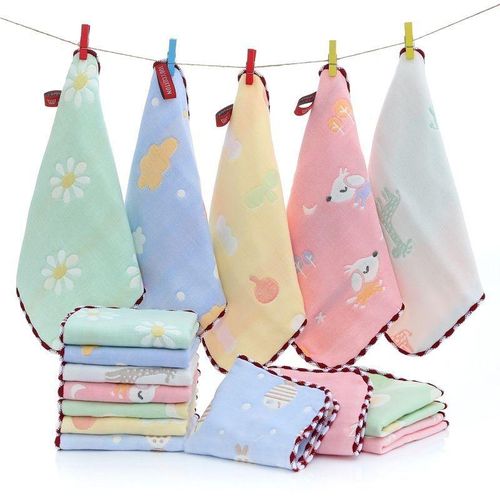 Baby Gauze Small Square Towel Newborn Saliva Towel 4-Layer Baby Handkerchief Face Wiping Towel Face Cloth Kindergarten Pure Cotton