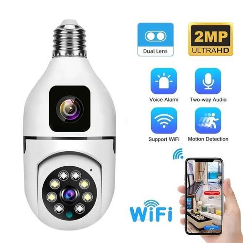 4K E27 360 Bulb WIFI Dual Lens Camera Bulb Color Night Vision