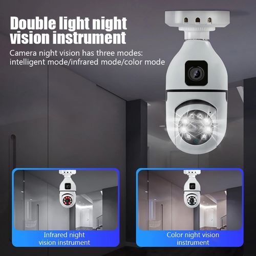 4K E27 360 Bulb WIFI Dual Lens Camera Bulb Color Night Vision