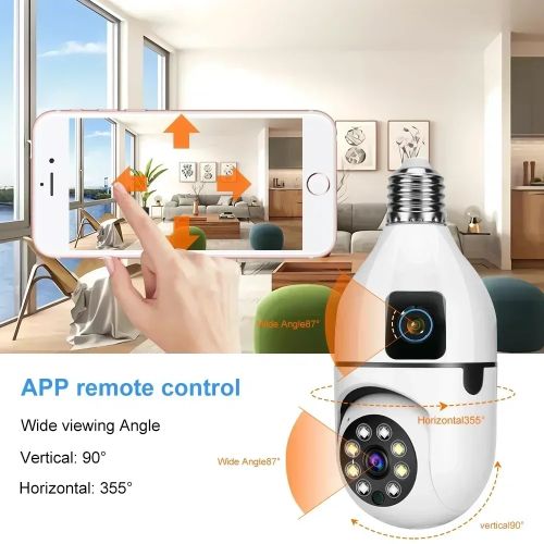 4K E27 360 Bulb WIFI Dual Lens Camera Bulb Color Night Vision