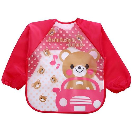 Baby Bibs Waterproof with  Sleeve Baby Feeding Smock Bibs Plastic Bib for Kids Children 2-5 Years