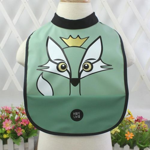Baby Children High-Quality Waterproof Pu Soft Plastic Leather Bib Baby Rice Pocket Bib Coverall Saliva Towel