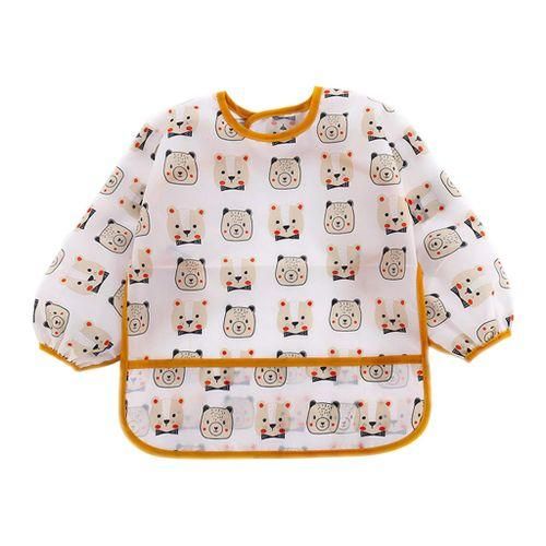 Baby Feeding Bib Long Sleeve Waterproof Lunch Apron For Brown Bear