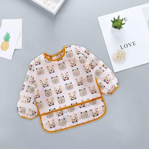Baby Feeding Bib Long Sleeve Waterproof Lunch Apron For Brown Bear