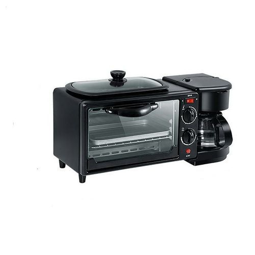 3 In 1 Home Breakfast Maker Coffee Frying Pan Bread -Black