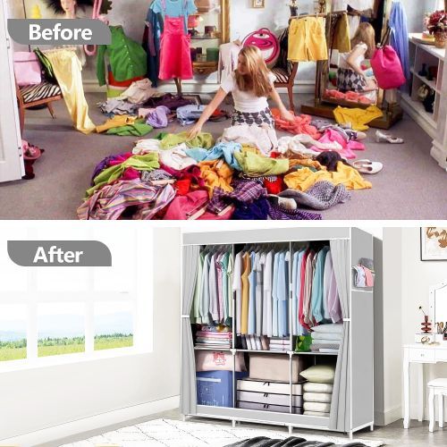 Large Capacity Fabric Wardrobe, Removable Wardrobe Cabinet