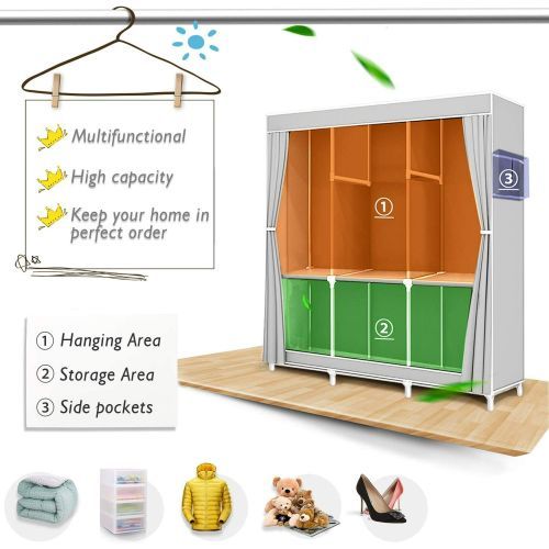 Large Capacity Fabric Wardrobe, Removable Wardrobe Cabinet