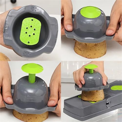 15pcs Of Kitchen Vegetable Cutter-Grey& green