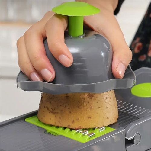 15pcs Of Kitchen Vegetable Cutter-Grey& green