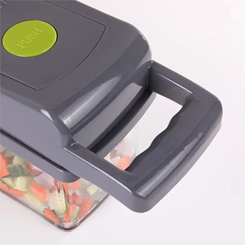 15pcs Of Kitchen Vegetable Cutter-Grey& green