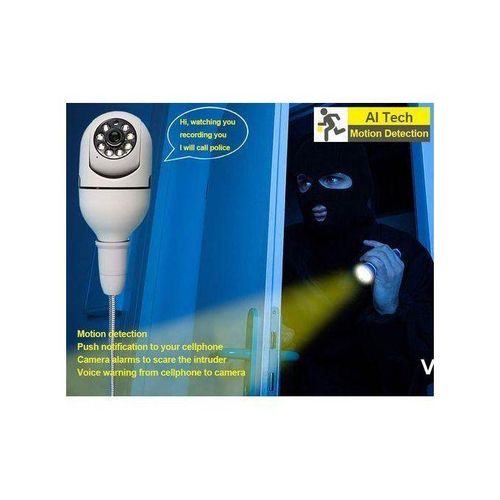 Wireless IP Wifi Panoramic Security CCTV Bulb Camera  Motion Auto Tracking Cam