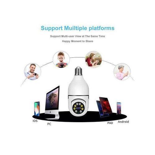 Wireless IP Wifi Panoramic Security CCTV Bulb Camera  Motion Auto Tracking Cam