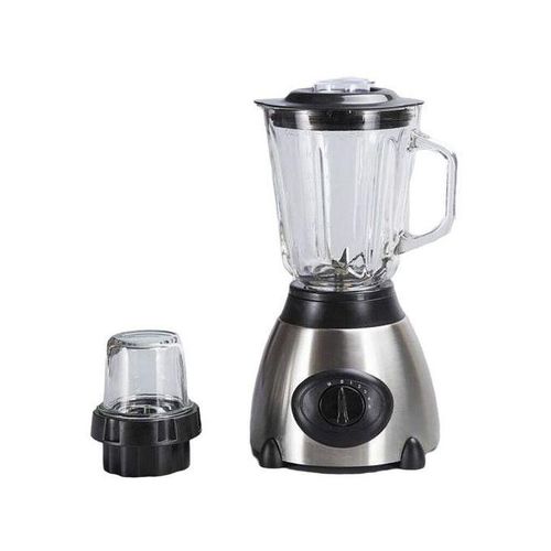 High Speed Motor Stainless Steel Base Glass Jar Blender - Silver