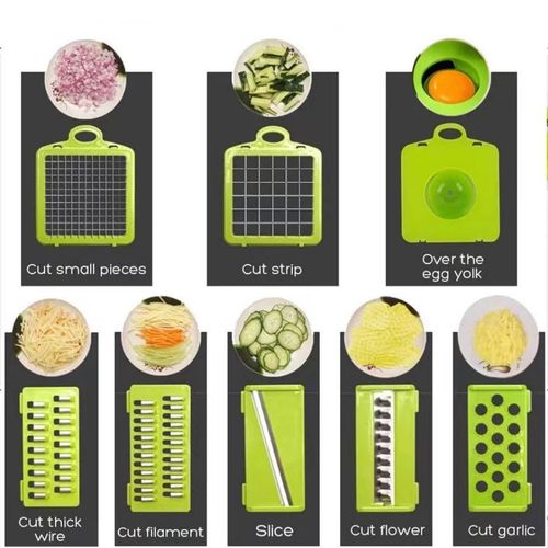 11 in 1 Multi-function Vegetable and Fruit Chopper Kitchen Diced Artifact Potato Shredded grater grater household potato chip sliced grater -Green