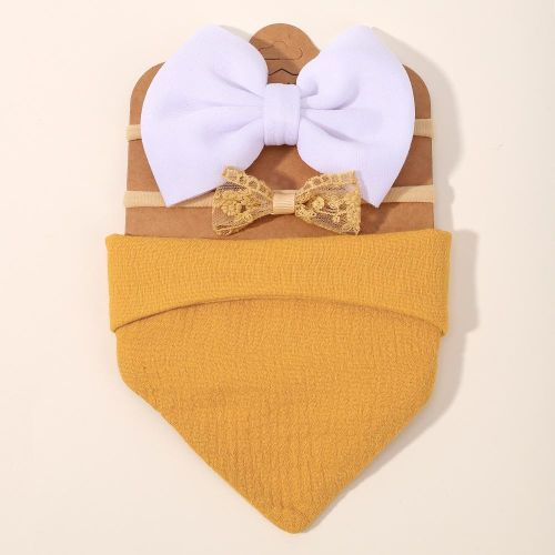 3PCS/SET Baby Headband Saliva Towel Set Floral Print Newborn Double Side Bibs Boys Girls Bandana Burp Cloths Feeding Smock Stuff