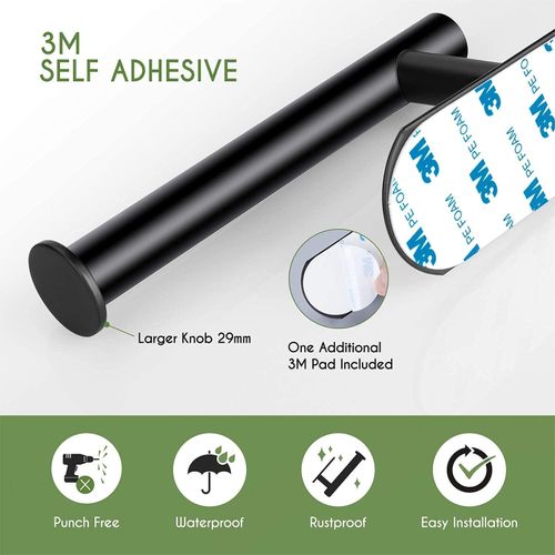 4pcs Bathroom/Kitchen Towel Holder,Roll Paper Holder,Towel Ring,Hook-Black